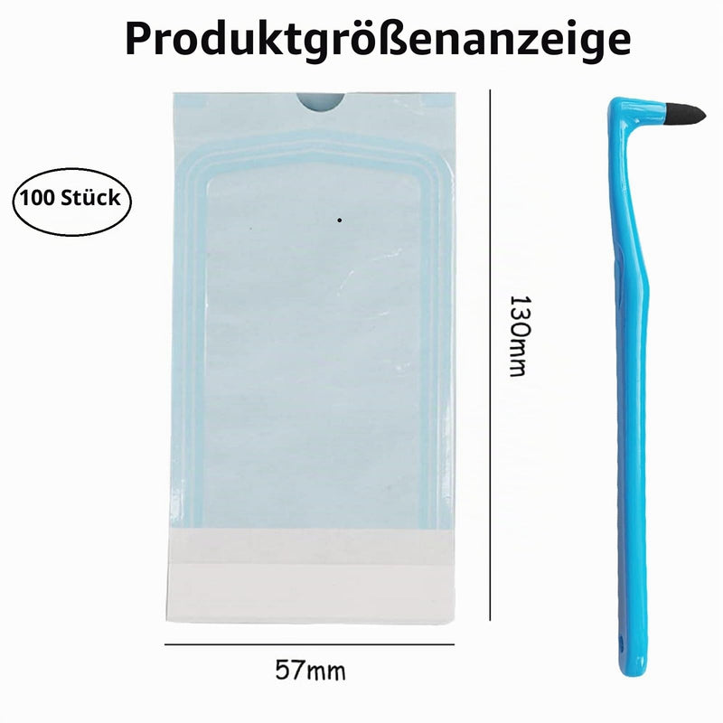 Self-sealing sterilisation bags, pack of 100 sealed disposable sterilisation bags, sterilisation bags for cleaning tools, self-sealing disposable cleaning bags (57 x 130 mm)