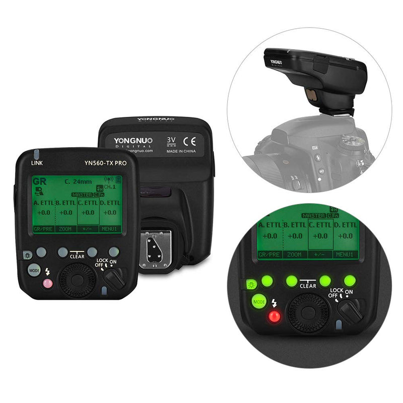 YONGNUO YN560-TX PRO 2.4G On-Camera Flash Trigger Transmitter for YN862N//YN200/YN560III/YN560IV/YN660/YN685 Speedlite for YN622NII/RF605 Series/RF603II Series/RF602-RX Receiver(for Nikon)