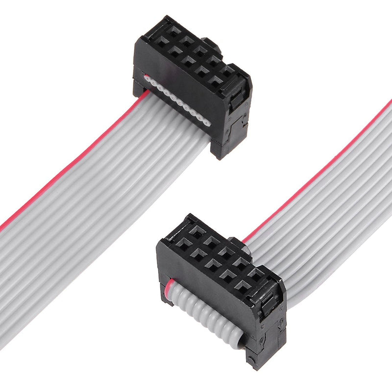 uxcell IDC 10 Pins Connector Flat Ribbon Cable Female Connector Length 30cm 2.54mm Pitch,5pcs