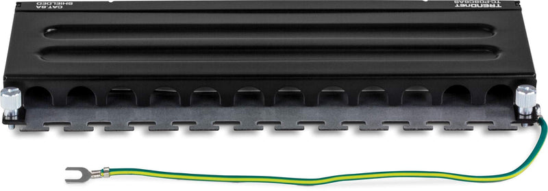 TRENDnet 8-Port Cat6A Shielded Patch Panel, Wall Mount Ready, 10G Ready, Cat5e,Cat6,Cat6A Compatible, Metal Housing, Color-Coded Labeling for T568A & T568B Wiring, Cable Management, Black, TC-P08C6AS 8 Port