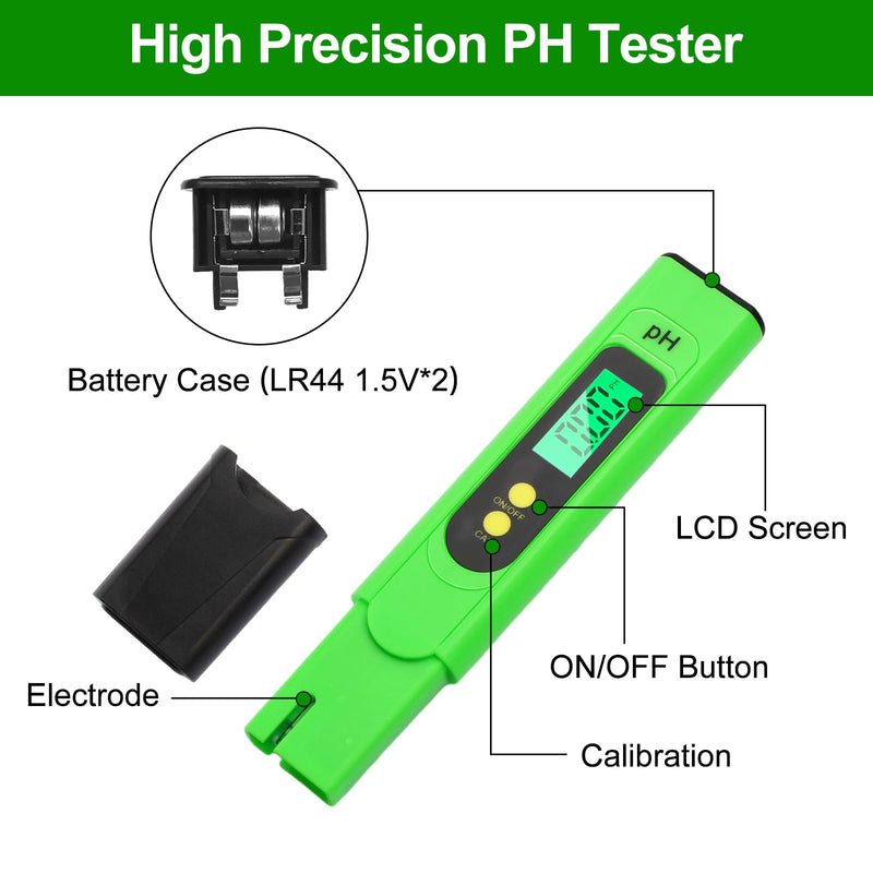 PH meter digital, 0-14 pH measuring range, 0.01 high accuracy, Aideepen pH water tester with LCD display backlight for water, aquarium, pond, pool, with calibration powder