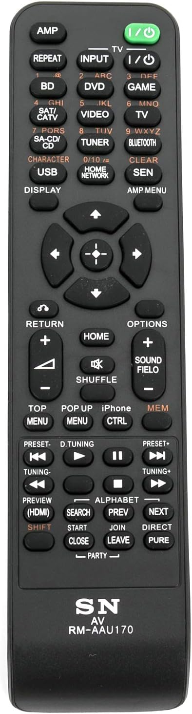 Replaced Remote Control Compatible for Sony STRDH540 RM-AAU170 1-492-051-11 RMAAU169 STR-DH540 Audio/Video AV Receiver Home Theater System