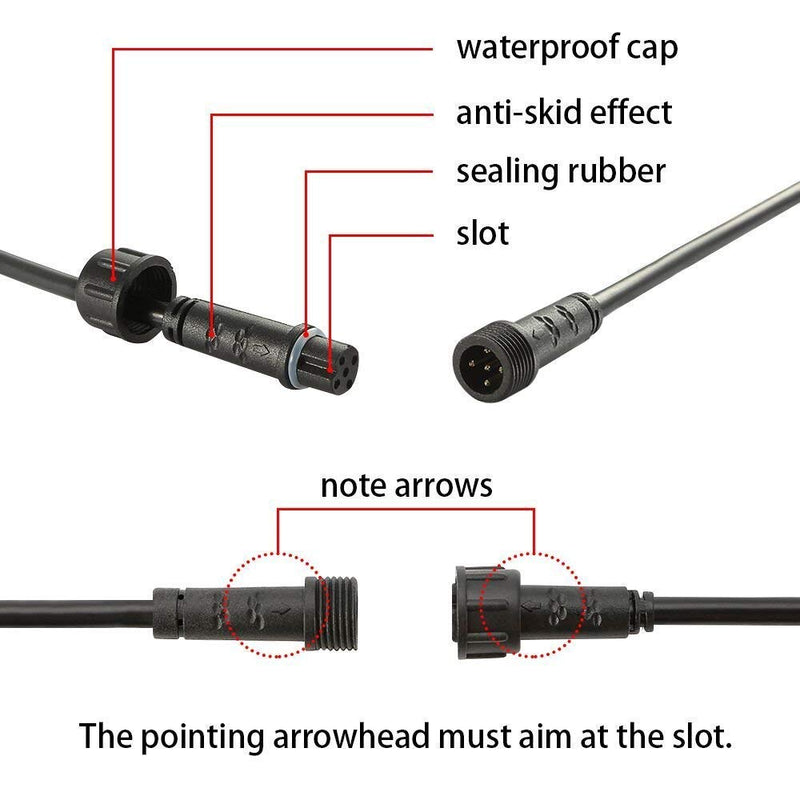 Sumaote 6.56ft 2m 5Pin Extension Cable Wire with Male and Female Connectors at Both Ends for RGBW Color LED Deck Light (5 Pin, 6.56ft, 5 Pack) 5 Pin