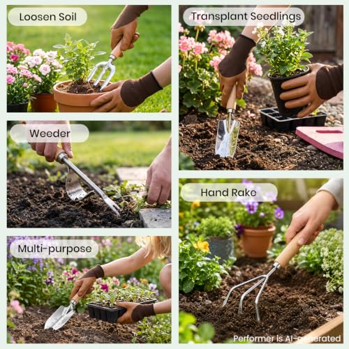 10-Piece Garden Tools Set, Watering Can & Mat, Gardening Gifts