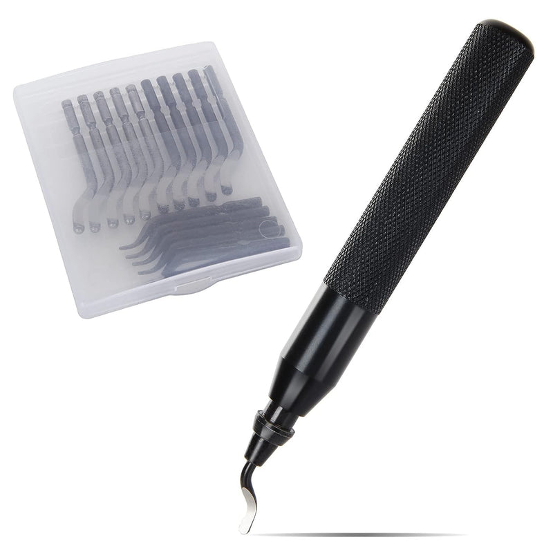 SENENQU Deburrer Tool Universal with 15 Replacement Blades Aluminum Handle Hand Deburrer, 360° Rotating Blade Deburrer Metal for 3D Printers, Plastic, Aluminum and Stainless Steel