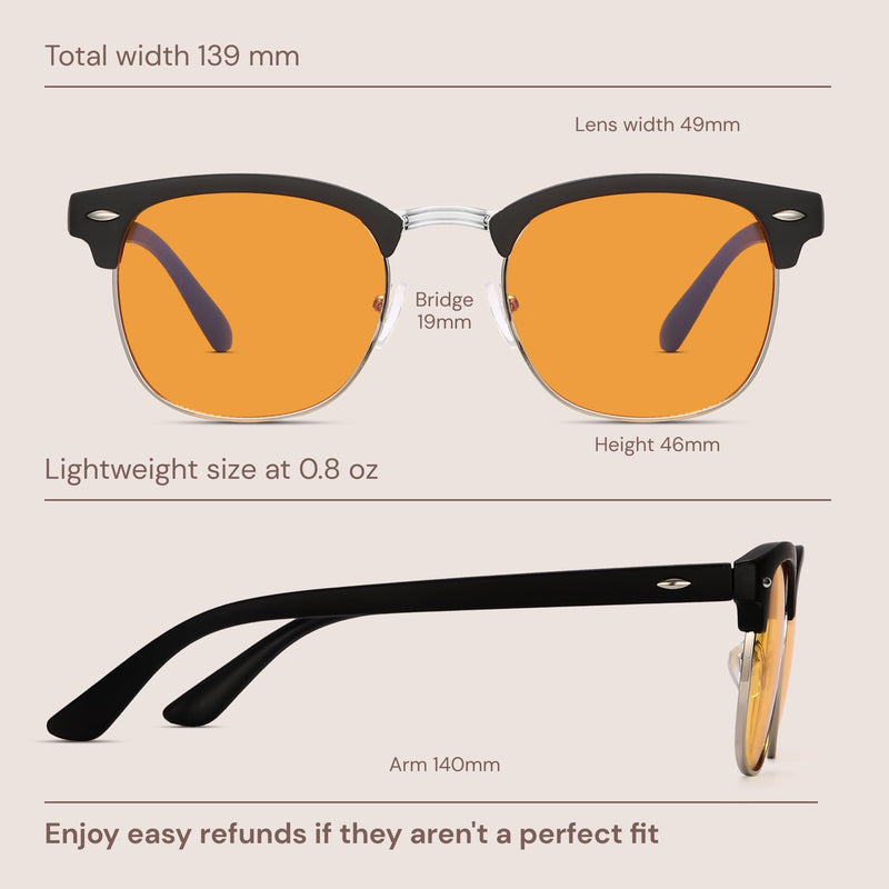 racico Computer Blue Light Blocking Glasses Blue Light Glasses Men Women, Anti Blu-Ray Clear Gaming Glasses Lenses Black and Silver Night Vision