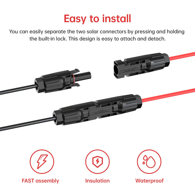 12AWG 2FT Solar to XT60i Cable 2 10 25 35 50 75 100FT Solar Connector to XT60i Adapter Cable for Portable Power Station (2FT) 12AWG Solar to XT60i Cable