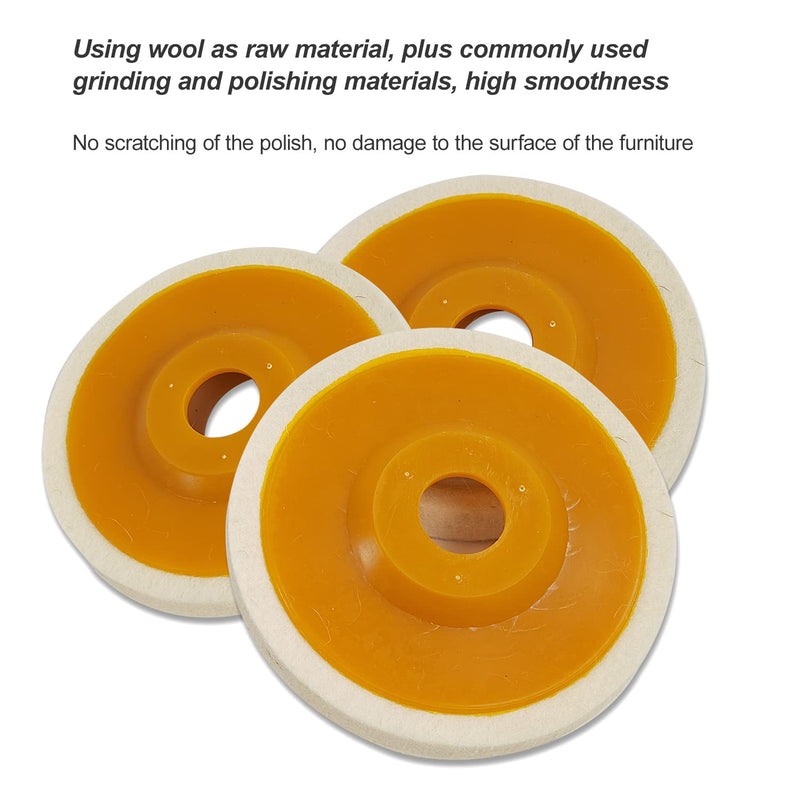 4 x Wool Polishing Attachment, 125 mm Polishing Disc for Angle Grinder and Drill, Sanding Sanding Tool (Extra Thick 12 mm) 4