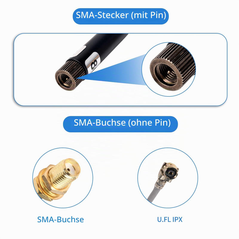 diymore 3-pack 868 MHz antenna, 10dBi gain for Meshtastic LoRa long-range soft whip antenna, 200mm SMA male (U.FL IPX) to SMA female cable, LoRa antenna for ESP32, LoRa 32 V3, LoRa V4 3 x antenna (868 MHz-10 dBi)