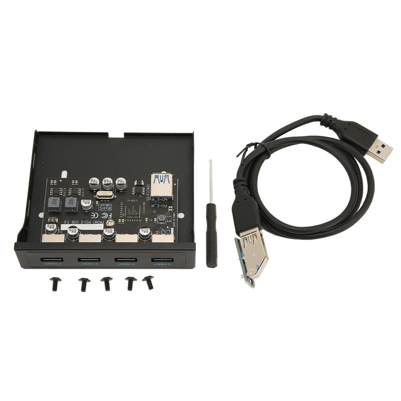 Front Panel PCIE to USB 3.0 Hub with 4 Port, 3.5 Inch PC Front Panel Internal Card Reader PCIE USB Adapter with 4 X USB3.0 Output Port for Computer Case Front Bay