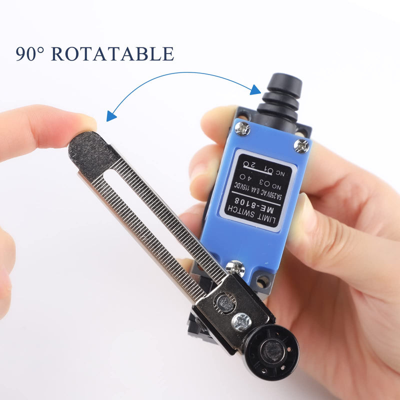 EXLECO 2 Lever Limit Switch Adjustable Limit Switch with 5CM Adjustable Roller Lever 1NO 1NC ME-8108 Limit Switch Self-Resetting Changeover Switch for CNC Router Plasma Electric Control Switch 2 Pieces