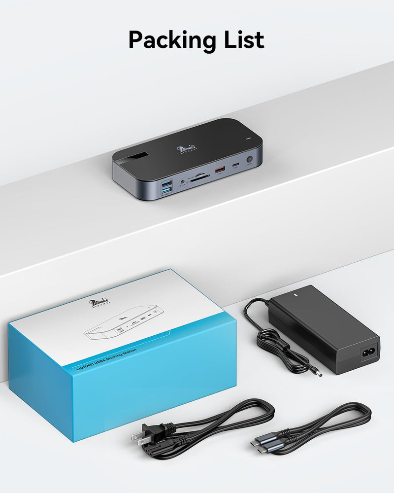 USB C Dock Triple Monitor with Dual DisplayPort 3X 4K@60Hz, Docking Station with USB C Port to Monitor 5K@60Hz/4K@120Hz, 10Gbps USB, SD/Micro SD 4.0, RJ45, 150W Power Charger