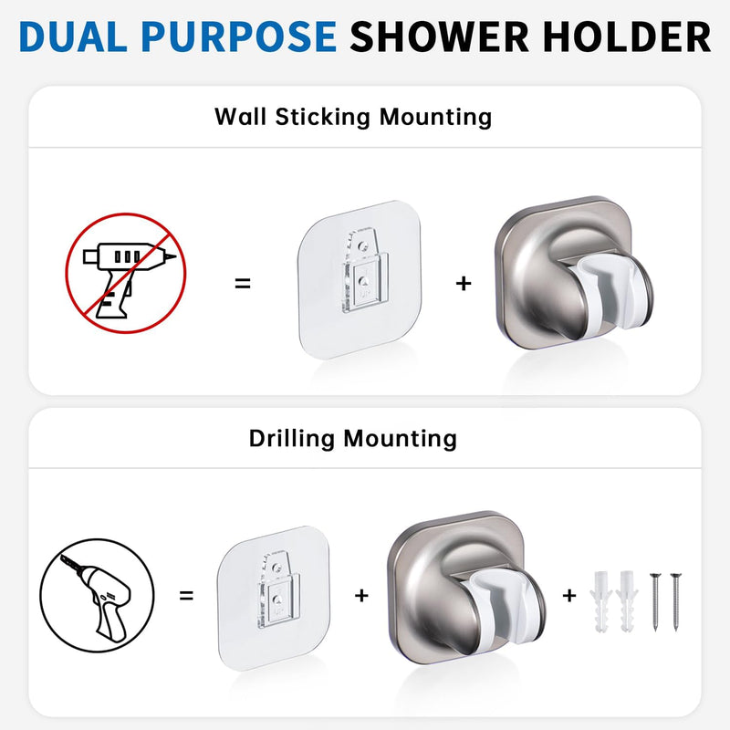 G-Promise Metal Shower Head Extension Arm with Diverter, Handheld Holder Included, G1/2 Universal Thread Rain Shower Arm, Brass Adjustable Extender with 3-Way Diverter, Brushed Nickel
