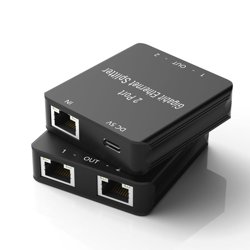 RJ45 Ethernet Splitter RJ45 Splitter High Speed 1000Mbps Network 1 In 2 Out (2 Devices Networked Simultaneously) RJ45 Ethernet Coupler Splitter for Cat5/Cat5e/Cat6/Cat6a/Cat7/Cat8 Internet Cable RJ45 1 to 2 1000Mbps Black