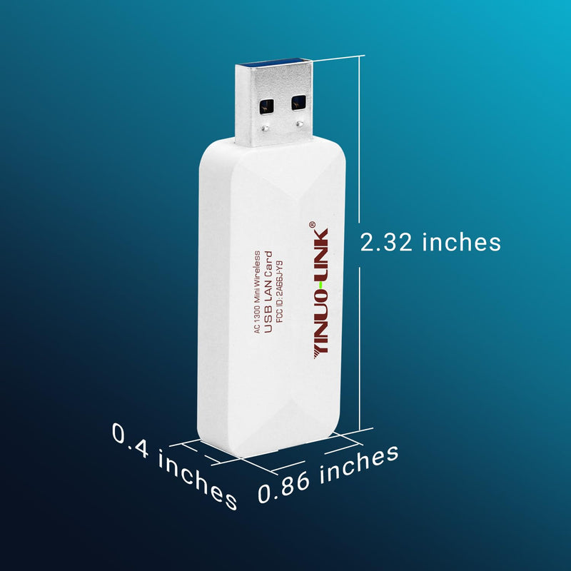 YINUO-LINK AC1300 USB WiFi Adapter for PC, Wireless Network Adapter for Desktop with Dual Band 2.4GHz/400Mbps 5GHz/867Mbps for Laptop Computer, Supports Win11/10/8.1/8/7/XP