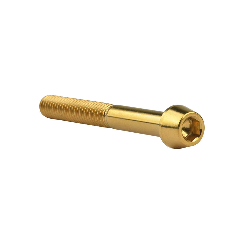 Titanium Ti M6 x 10 16 18 20 25 30 35 40 45 50 55 60 65mm Allen Hex Screw Socket Cap Tapered Bolt Pack of 4 (M6X50mm, Gold) M6X50mm