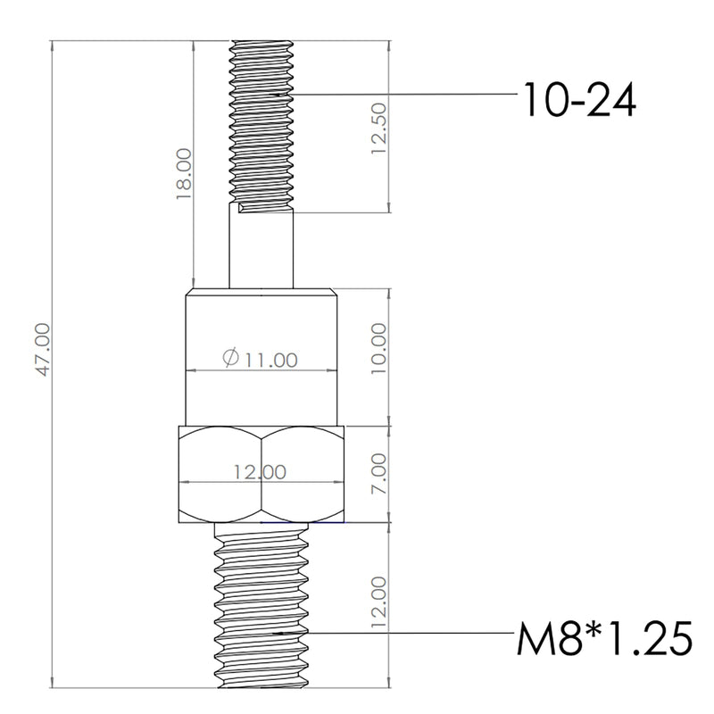 Rivet nut Gun Mandrel and Nose Pieces Accessary (SAE 10-24 2 Pack)