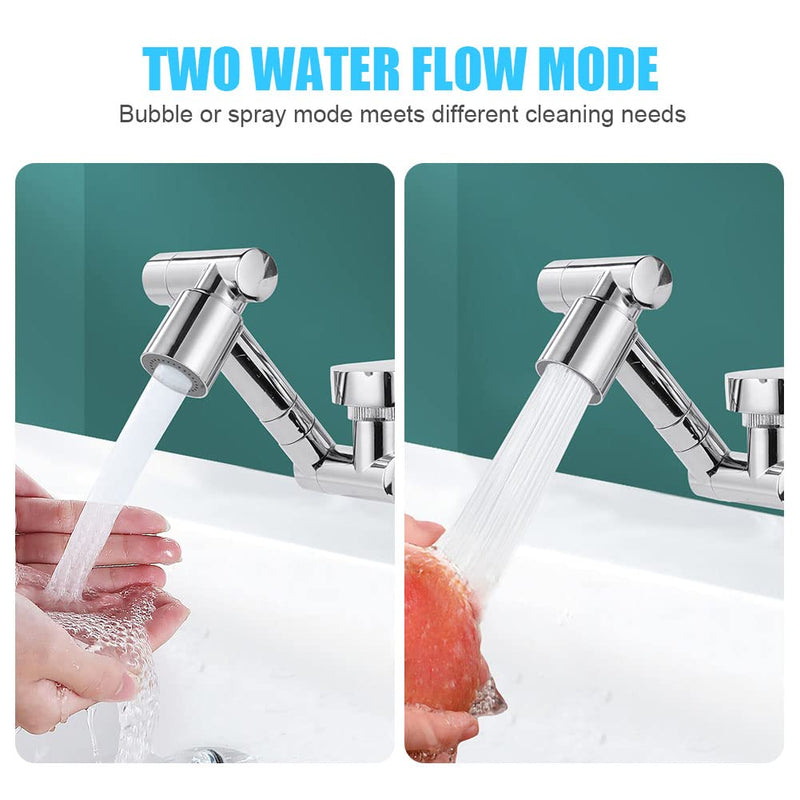 Flintronic Rotating Tap Attachment, 1440 Degree Multifunctional Extension Tap with 2 Adjustable Aerlators, Faucet Extender for Kitchen and Bathroom