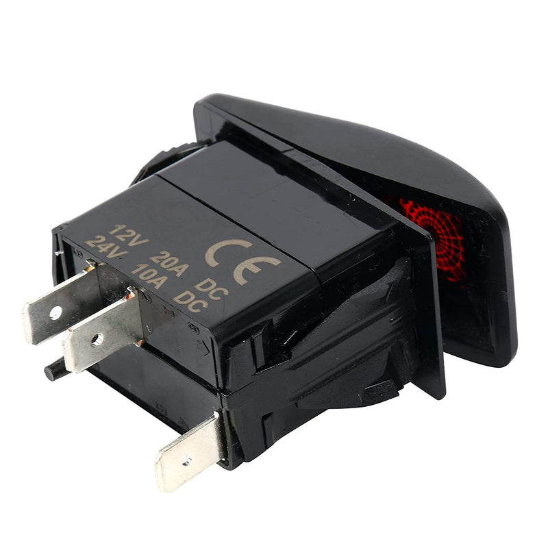 Amarine Made 2-Pack of 12v 20 Amp Waterproof LED On/Off Boat Marine SPST 3P Rocker Switch with Light (Red)