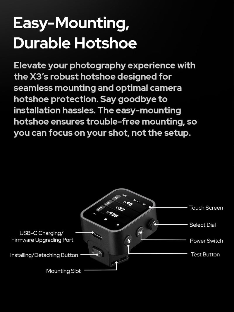 Godox X3N TTL Wireless Flash Trigger for Nikon - OLED Touchscreen Transmitter, Built-in Lithium Battery, Perfect for Godox V1 & V100