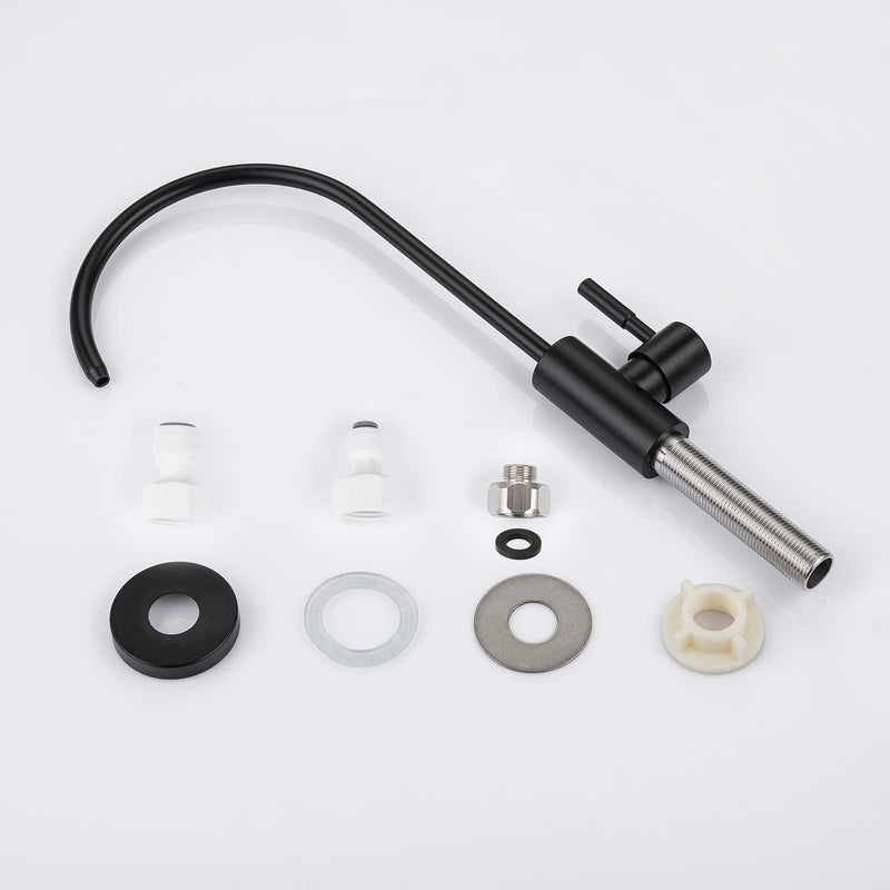 MIAOHUI Reverse Osmosis Faucet, Drinking Water Tap Fits Non-Air Gap Filtration Systems, Modern RO Kitchen Filtered Water Faucet, Lead-Free, Stainless Steel (Black) Matte Black