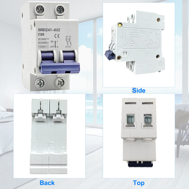 DC circuit breaker mini, 2P 1000V circuit breaker 20A, DZ47-63Z PV system DC circuit breaker, automatic circuit breaker
