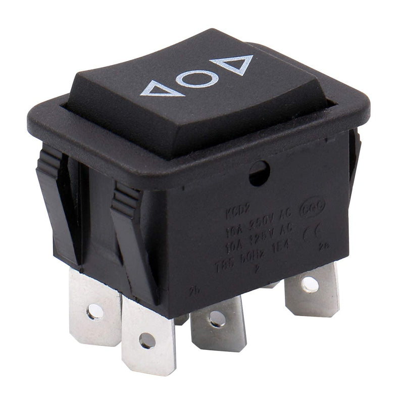 Heschen Rocker Switch 16A 250VAC ON-OFF-ON Momentary DPDT 6 Terminals Black 2Pack