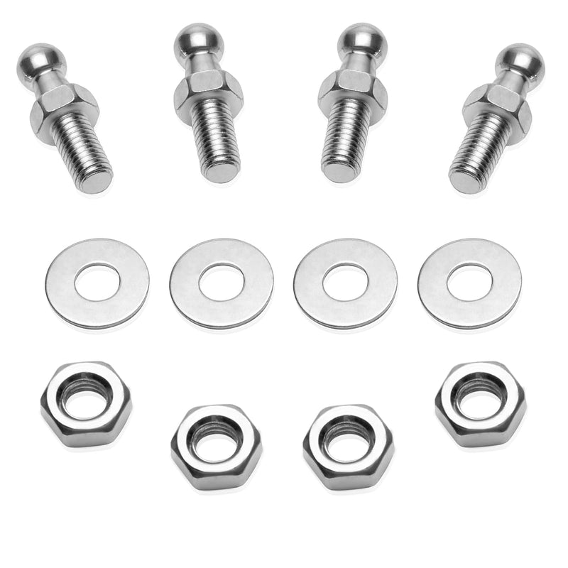 ARANA 10MM Ball Stud with Hardware, 5/16-18 Thread × 3/4" Long Shank Gas Struts Ball Stud for Gas Strut Shock Springs Lift Support End Fiting, Set of 4 Sliver 10MM Ball Stud, 3/4” Long Shank