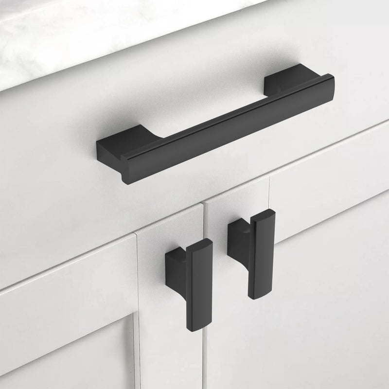 12 Pack Matte Black 4 Inch(102mm) Hole Center Kitchen Cabinet Handles Cabinet Pulls Kitchen Drawer Pulls Hardware for Cupboard Dresser Handles Bathroom 4 Inch Hole Center