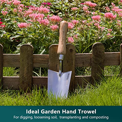 Berry&Bird Gardening Hand Tool Set - 3PCS Stainless Steel Garden Tool Kit Multifunctional Tool with Wooden Handle Trowel, Fork & Weeder for Weeding Planting Transplant, Ideal Garden Gift for Women&Men Gardening Tool