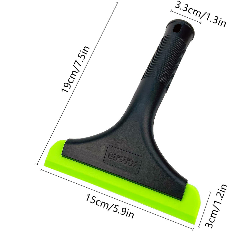 Super Flexible Silicone Squeegee, Auto Water Blade, Water Wiper, Shower Squeegee, 5.9'' Blade and 7.5'' Long Handle, for Car Windshield, Window, Mirror, Glass Door, Black Green