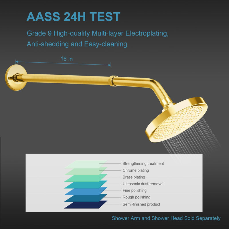 OFFO Shower Head Extension Arm, Shower Arm Extension Shower Head Extender Made of 304 Stainless Steel Shower Pipe Extension, Bright Gold 16 in
