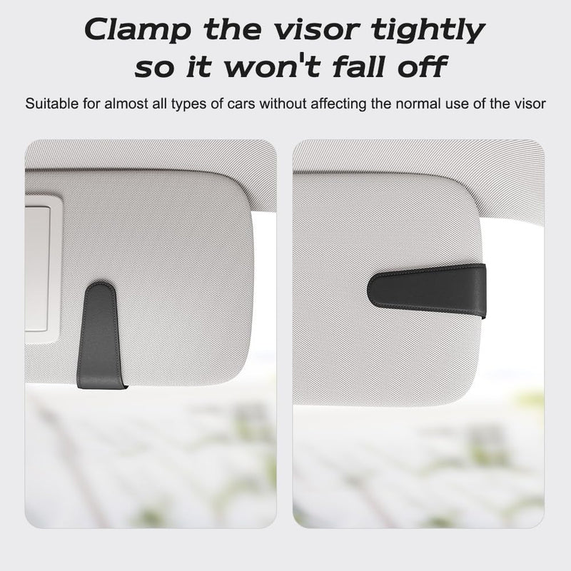 Sotfamily Sunglass Holder for Car, Suede Cloth Magnetic Sunglasses Clip for Car Visor, Sunglass Organizer for Car Accessories, 2 Packs, Black