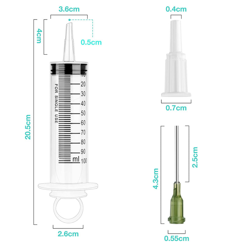 Syringes 100 ml Pack of 5 Syringes 100 ml with Blunt Needle | Sterile packed dosing syringe reusable for feeding plant irrigation engine oil or brake fluid