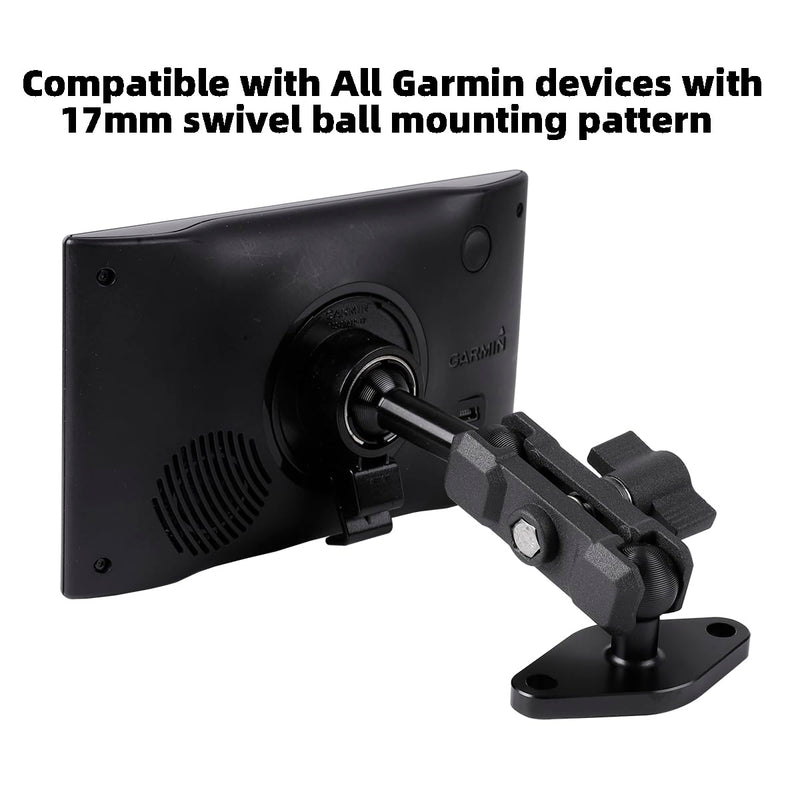 Aluminum AMPS to 17mm Ball Adapter with Extension Rod for Car Phone Holder, Drill Mount Ball Plate Base Meets Industry Standard AMPS Hole Pattern,Compatible with Garmin GPS Nuvi Dezl Drive Zumo RV