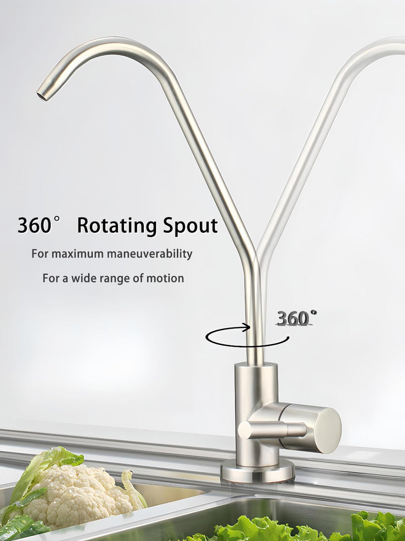 Drinking Water Faucet,Easy to Install Lead-Free Sink RO Faucet,Water Filter Faucets for Kitchen Bar Sink,Brushed Nickel SUS304 Reverse Osmosis Faucets