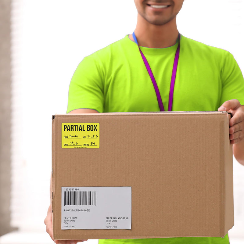 ChromaLabel 2 x 3 Inch Permanent Color-Code Rectangle Partial Box Shipping Labels, 250 Stickers/Roll, Yellow, Partial Box (Pack of 2) 2" x 3" (Pack of 2)