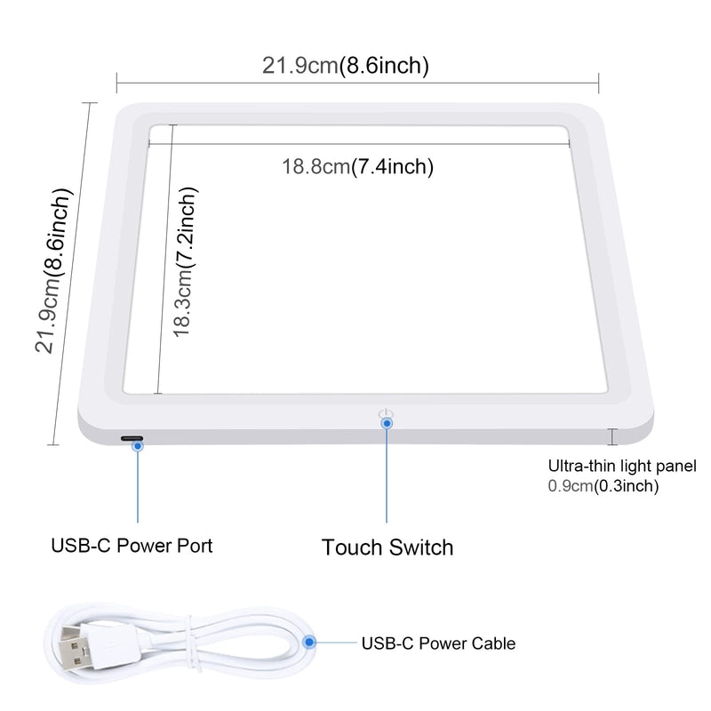 LED Shadowless Light Panel Pad for Photo Studio Box, PULUZ Photography Soft Light Plate 8" X 8" / 20 x 20 cm Photography Softbox Bottom Light for Jewelry Crafts Commercial Object Photographing 8'' x 8''inch / 20cm