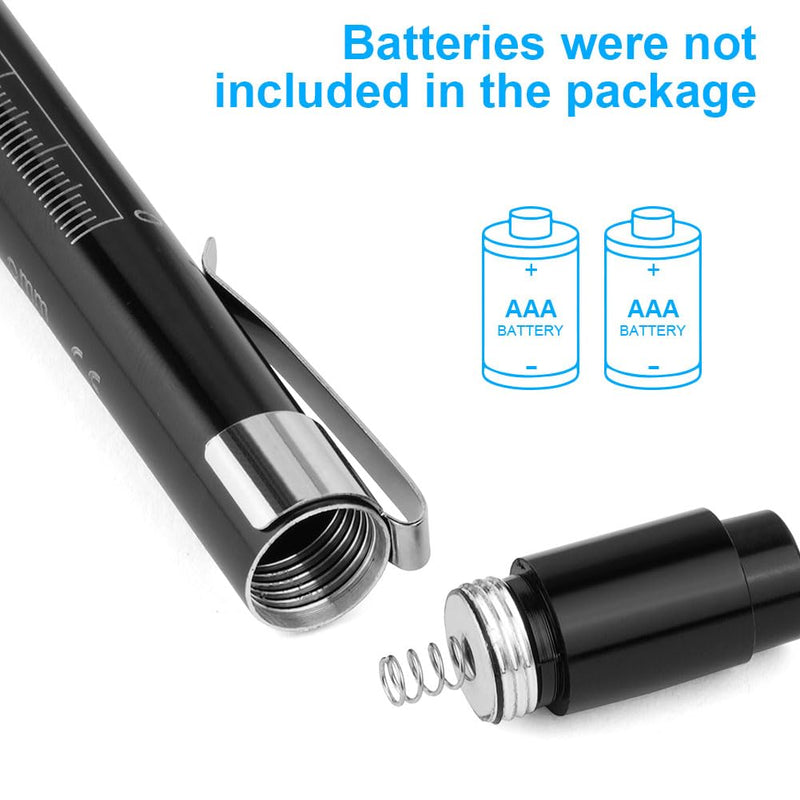 Pupil light flintronic diagnostic light pupil light medical penlight, reusable diagnostic LED penlight, flashlight light pen with pocket clip for doctors 2 pieces #2 black/silver 2 pieces