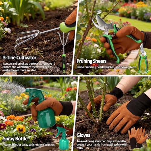 Gardening Tools Set with Floral Handbag,Gardening Gifts for Women