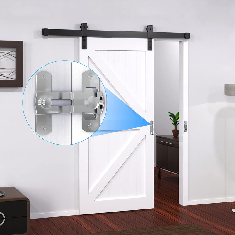 90 Degree Stainless Steel Latch, Protect Privacy - Security Barn Door Lock, Hook Lock Latch for Barn, Garden, Bathroom, Outdoor, Garage, Window, Sliding Door(2 Silver) 2 silver
