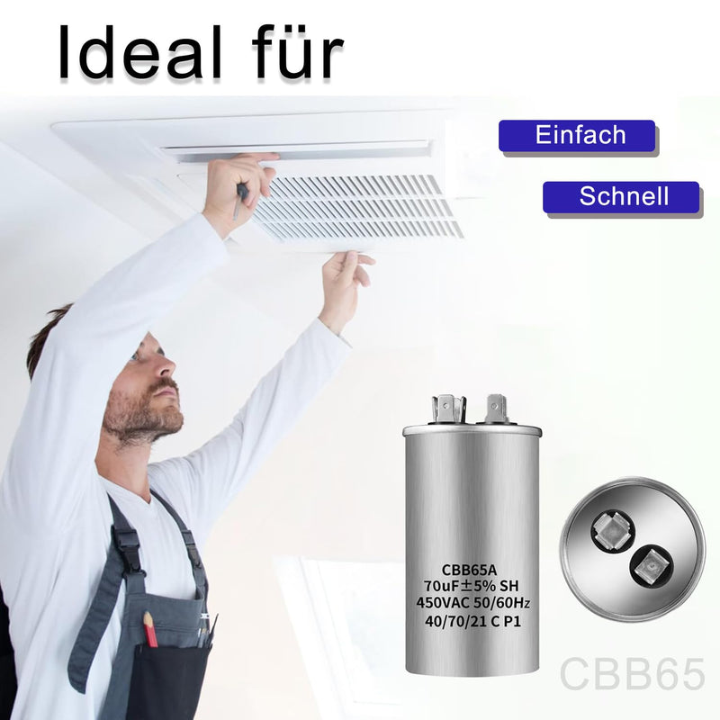 CBB65 450V AC 25uf 50/60HZ Outdoor Start Capacitor, Air Conditioning Capacitor, Air Conditioning Capacitor, Round Capacitor 25 UF