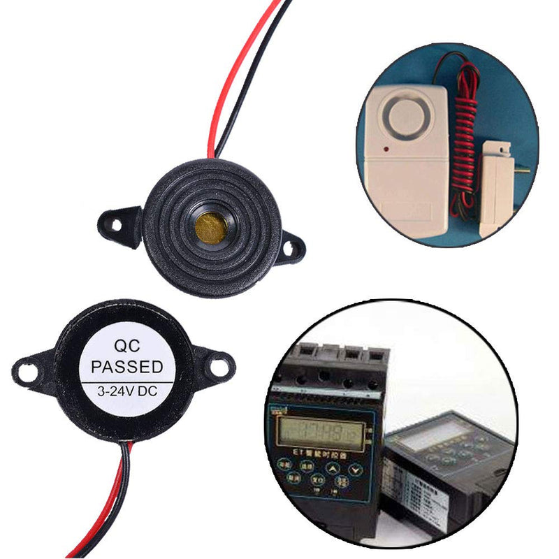 Wenxiaw Alarm System Buzzer Piezo Electric Buzzer 12V Active Piezoelectric Buzzer DC 3-24V Buzzer Alarm Piezo Sounder Continuous Sound Intermitent Beep, Pack of 6, Black