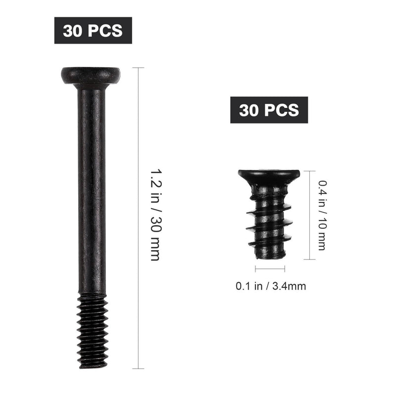 NOLITOY 60PCS Computer Case Fan Screws Kit PC Fan Screws Housing Radiator Screws Computer Chassis Fan Components (30mm/10mm 30pcs each）