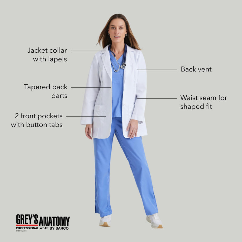 Grey's Anatomy Women's 32 Inch Two Pocket Fitted Lab Coat Medium White