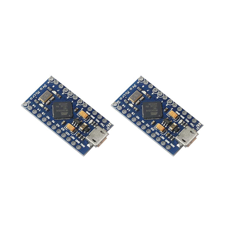 DEVMO 2PCS Pro Micro ATmega32U4 5V 16MHz Micro-USB Development Module Board with 2 Row pin Header Compatible ard-uino Leonardo Replace ATmega328 Pro Mini