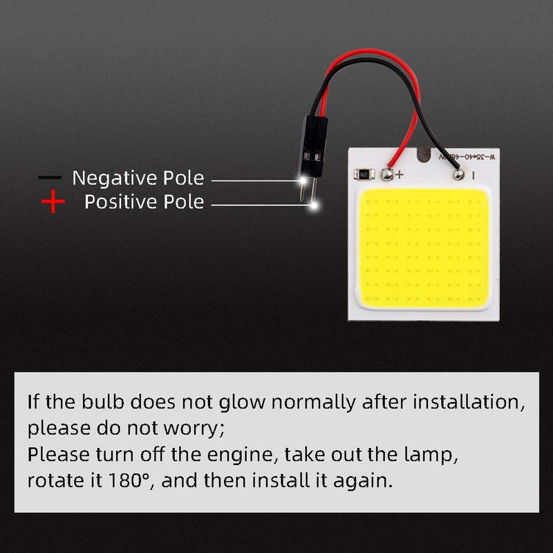 GrandviewTM COB 10-Pack 48-SMD DC12V LED Panel Dome Lamp Auto Car Interior Reading Plate Light Roof Ceiling Interior Wired Lamp With 10x BA9S T10 Festoon Adapters 10-Pack-COB 48SMD