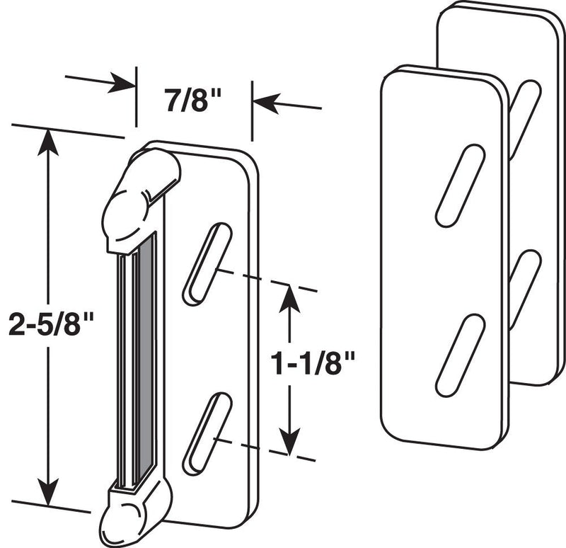 Prime-Line K 5117 Aluminum Painted White, Spring-Loaded Screen Door Strike Plate (1 Set) (Pack of 3) 3 Pack