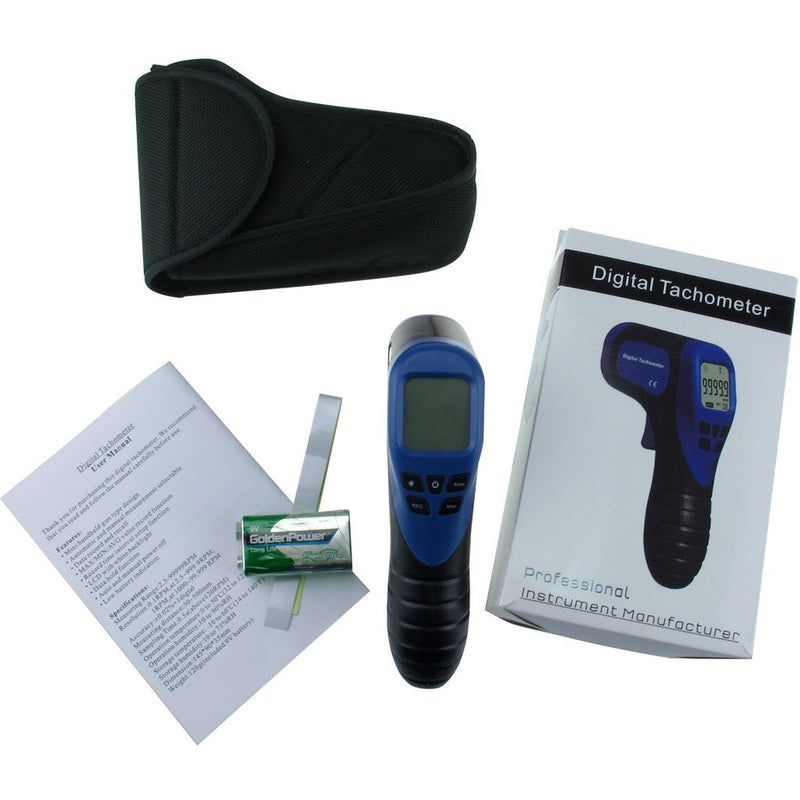 Digital Non-Contact Photo Tachometer, Laser Tachometer with Data Recording Function, Reflective Tapes, Measuring Range: 2.5-99999 RPM