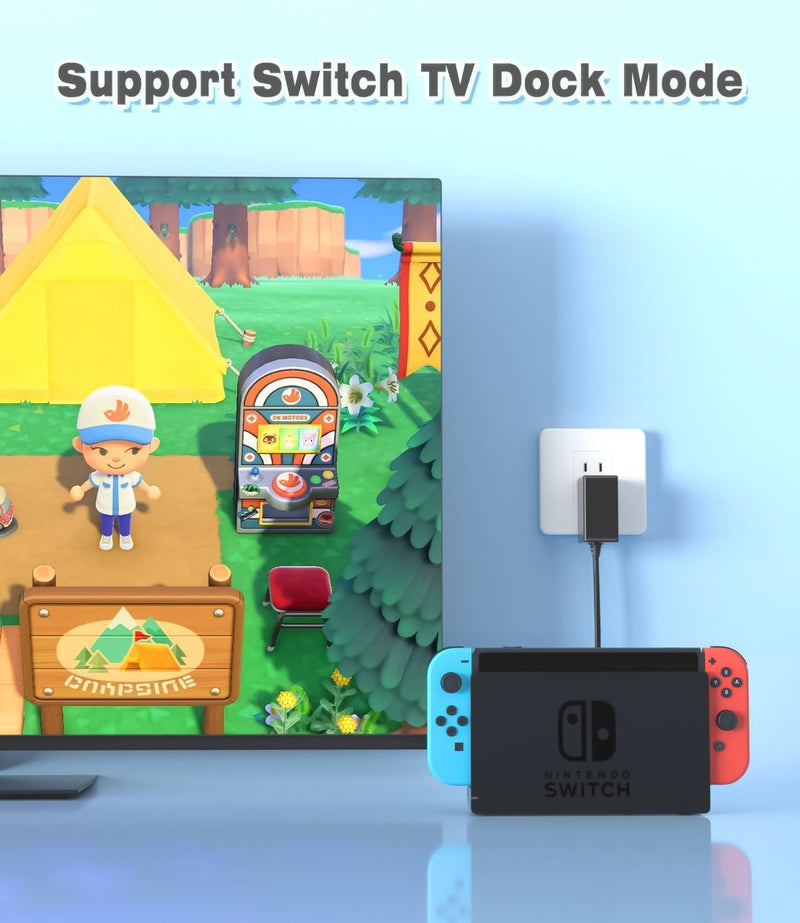 Charger for Nintendo Switch, 45W AC Adapter Power for Switch, Compatible with Switch Lite/OLED/Steam Deck, Switch Fast Charging Output 15V 3A with 5FT USB C Charger Cable, Support Switch TV Dock Mode